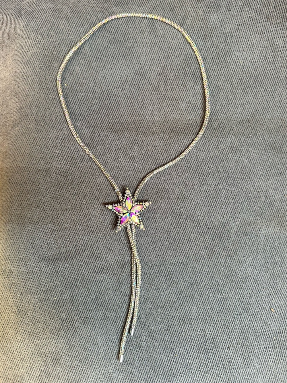 Celestial Glamour Iridescent Star Bolo Tie Necklace